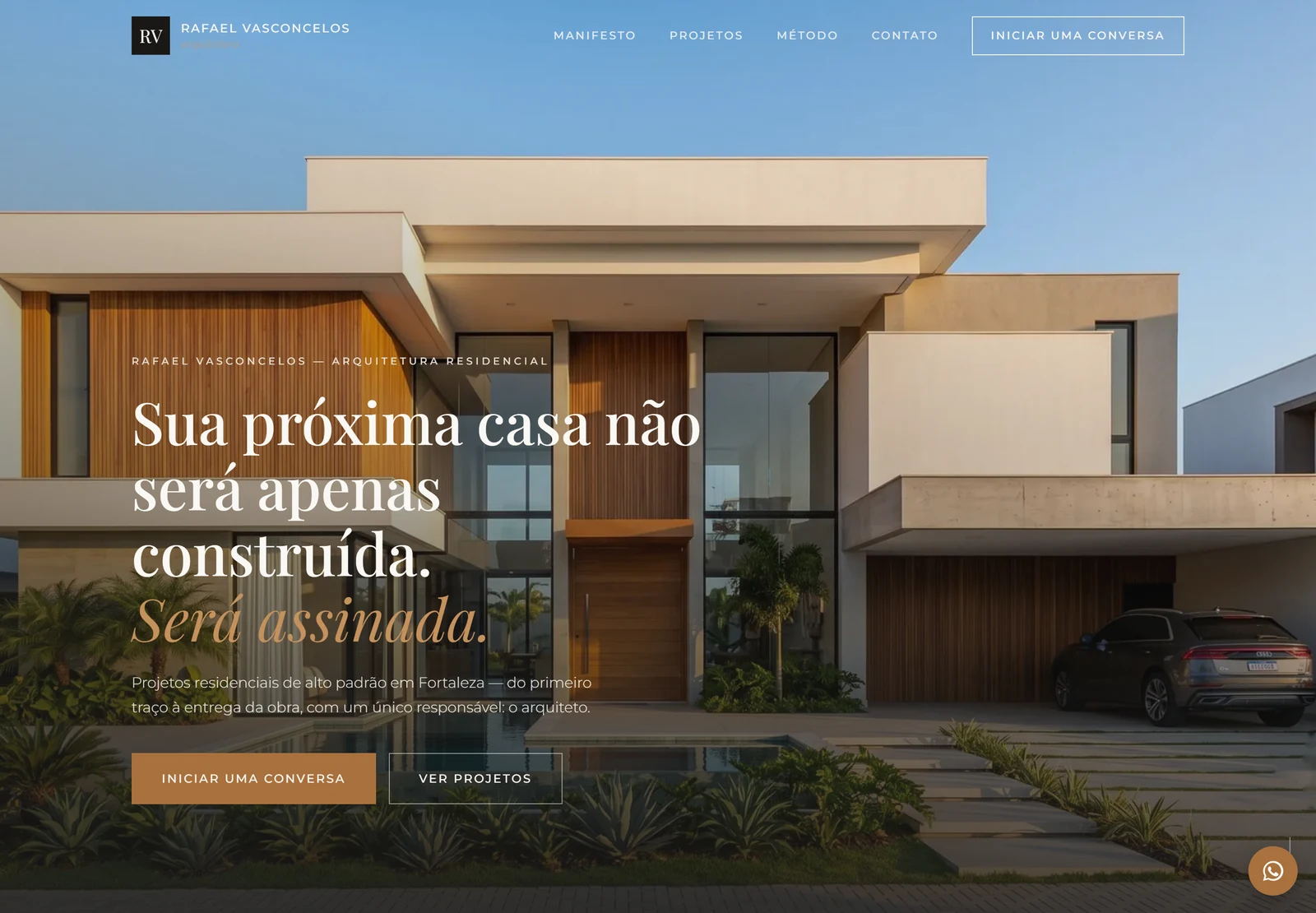 Site RV Arquitetura, arquitetura residencial, criado pela Acelera 3X